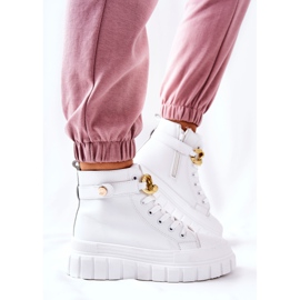 Zapatillas altas en la plataforma White Standies blanco dorado 6