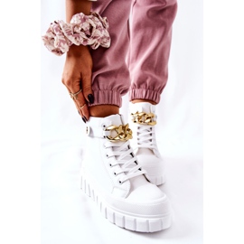 Zapatillas altas en la plataforma White Standies blanco dorado 5