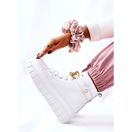 Zapatillas altas en la plataforma White Standies blanco dorado 7