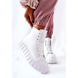 Zapatillas altas de cuero en la plataforma Meniphise blanca blanco 1