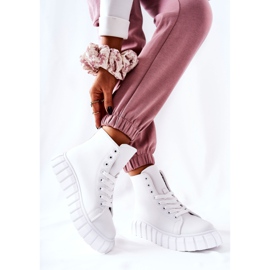 Zapatillas altas de cuero en la plataforma Meniphise blanca blanco 2
