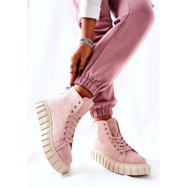 Zapatillas altas de gamuza sobre plataforma rosa Meniphise beige rosado 3