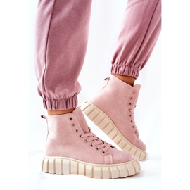 Zapatillas altas de gamuza sobre plataforma rosa Meniphise beige rosado 4
