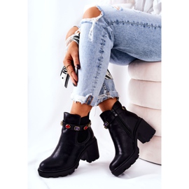 PS1 Botas De Mujer De Cuero En Un Tacón Con Cristales Negro Macbeth 2