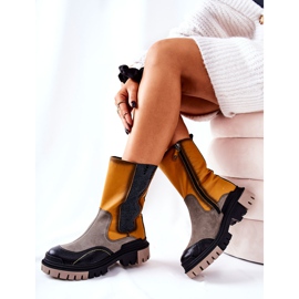 Botas Altas Piel Maciejka Amarillo-Gris 05141-07 beige negro dorado 1
