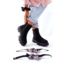 S.Barski Botas aisladas para mujeres, botas Black Chelsea con un adorno negro 1 S.Barski Botas aisladas para mujeres, botas Black Chelsea con un adorno negro 1