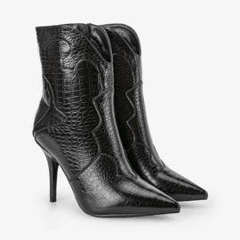 Botas negras en relieve con tacón Cro negro 3