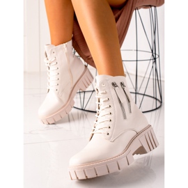 Goodin Tramperos de moda con cremalleras decorativas beige 1