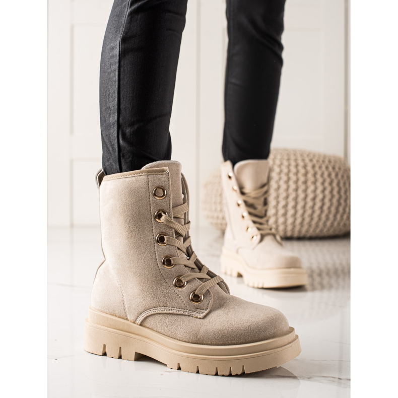 TRENDI Trappers de ante beige 2