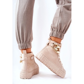Zapatillas altas en la plataforma Evenia beige claro 4
