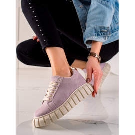 TRENDI Zapatillas de gamuza en la plataforma púrpura 2