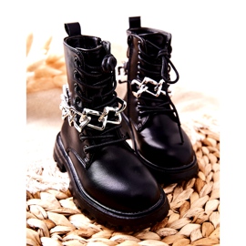 FR1 Botas Infantiles Negra Con Cadena negro 3