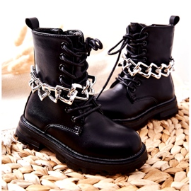 FR1 Botas Infantiles Negra Con Cadena negro 5 FR1 Botas Infantiles Negra Con Cadena negro 5