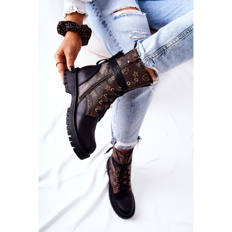 FJ1 Botas Lonevis de cuero marrón y negro 2