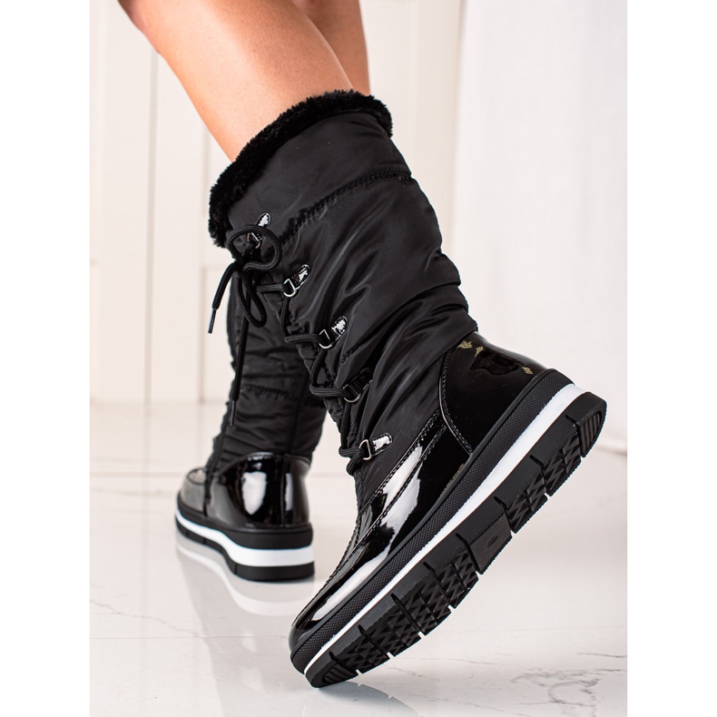 TRENDI Botas altas para la nieve con piel negro 2