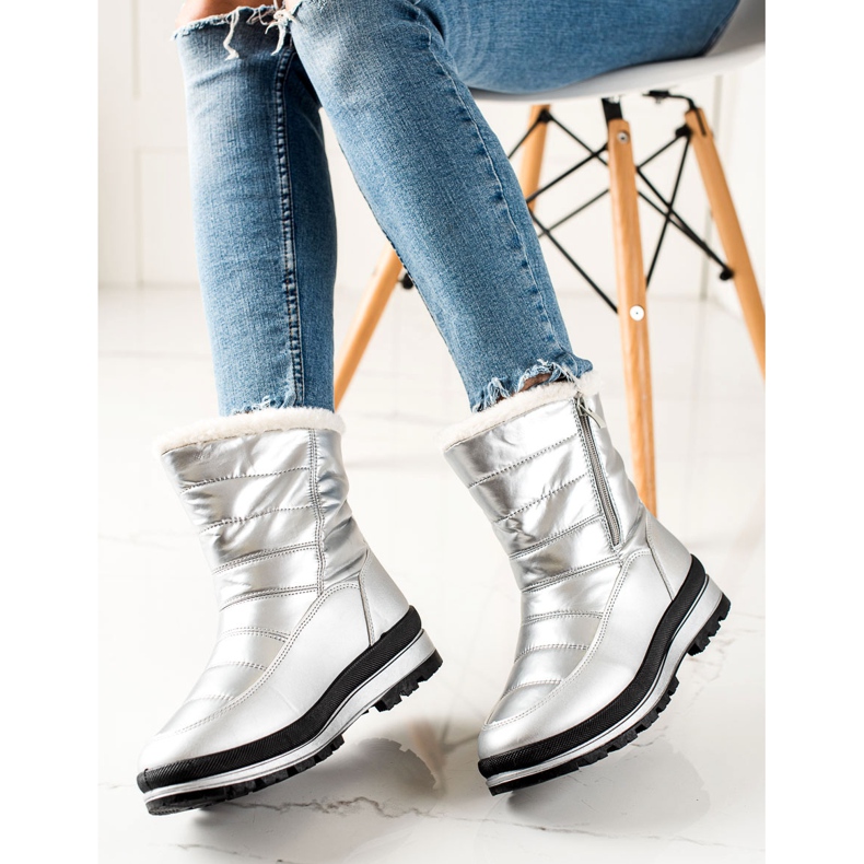 TRENDI Botas de nieve clásicas en la cremallera plata 1