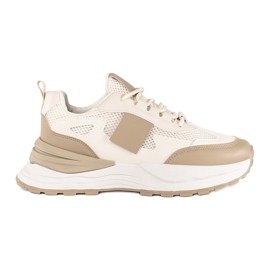 Deportivas mujer beige y blanco. 4