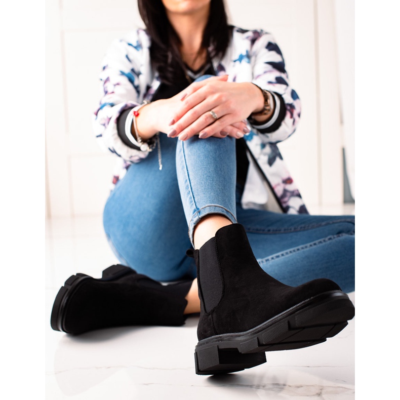 Ideal Shoes Botines Chelsea de ante negro 2