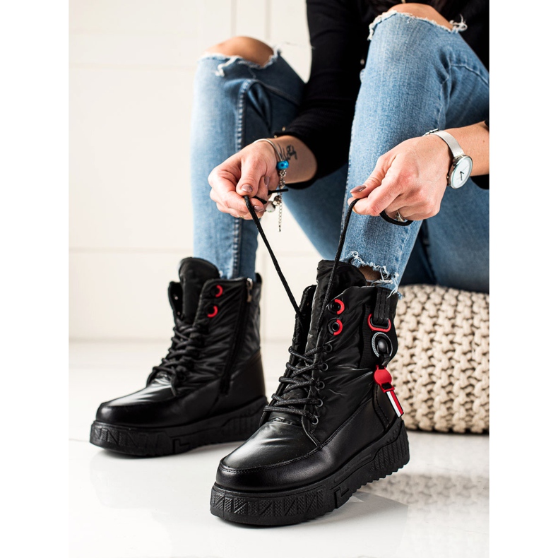 Seastar Botas de nieve cálidas en la plataforma negro 1 Seastar Botas de nieve cálidas en la plataforma negro 1