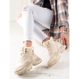 TRENDI Botas cálidas con cordones beige 2