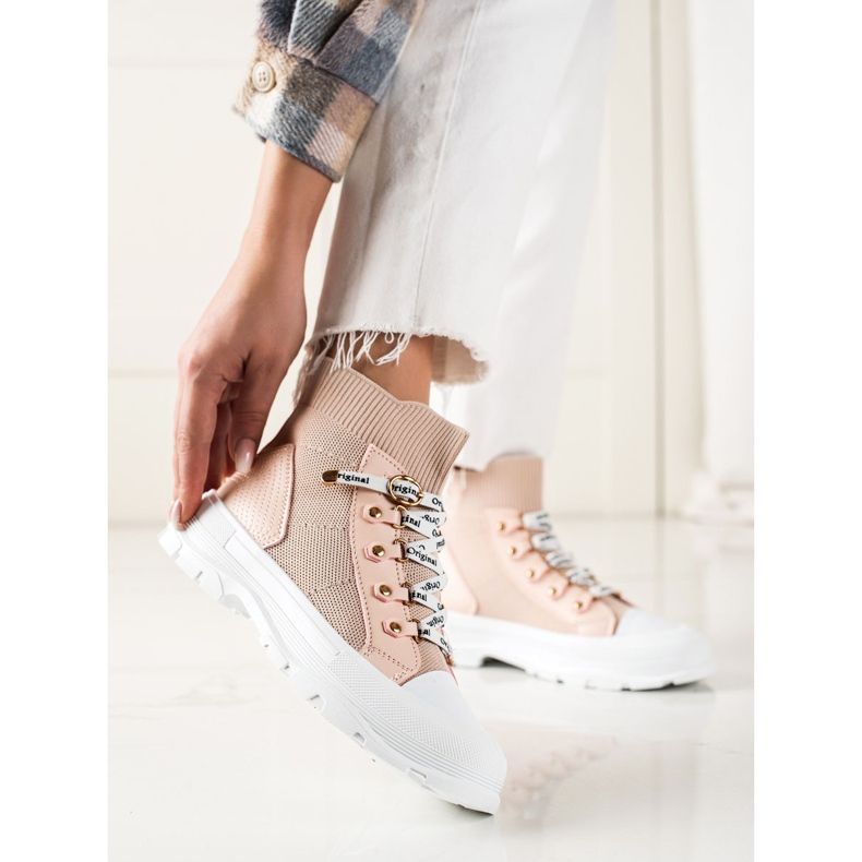 Goodin Zapatillas altas de moda rosado 1