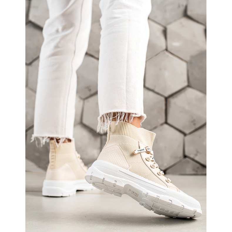 Goodin Zapatillas altas de moda beige 1
