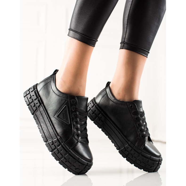 Goodin Zapatillas con cuero ecológico en la plataforma negro 1