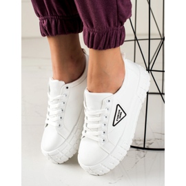 Goodin Zapatillas con cuero ecológico en la plataforma blanco 2