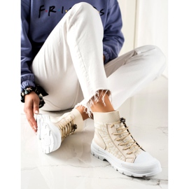 Goodin Zapatillas altas de moda beige blanco 1