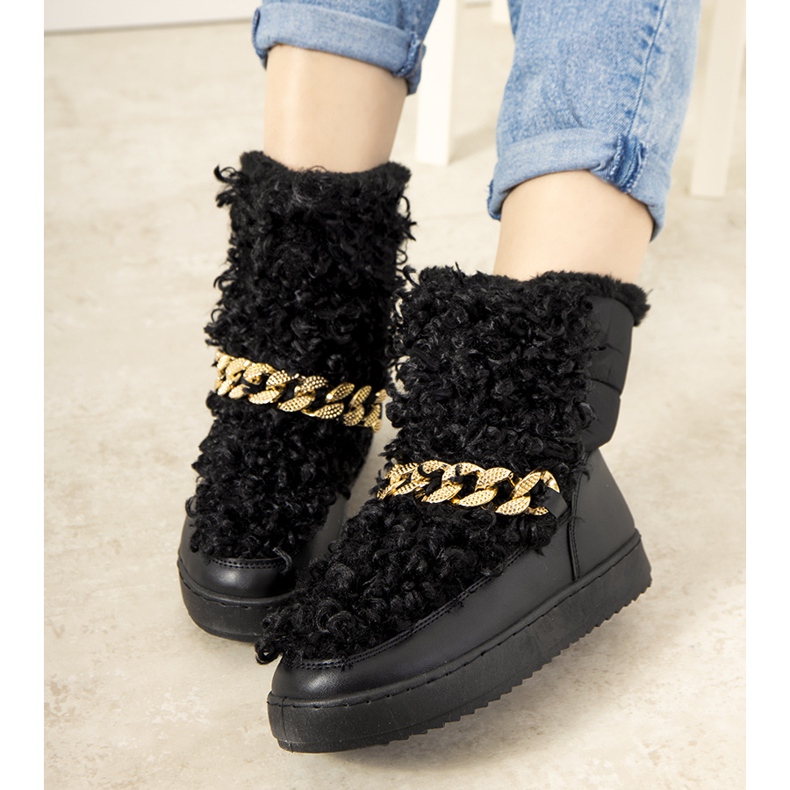 Botas de nieve negras con pelo de Montmina negro 2 Botas de nieve negras con pelo de Montmina negro 2