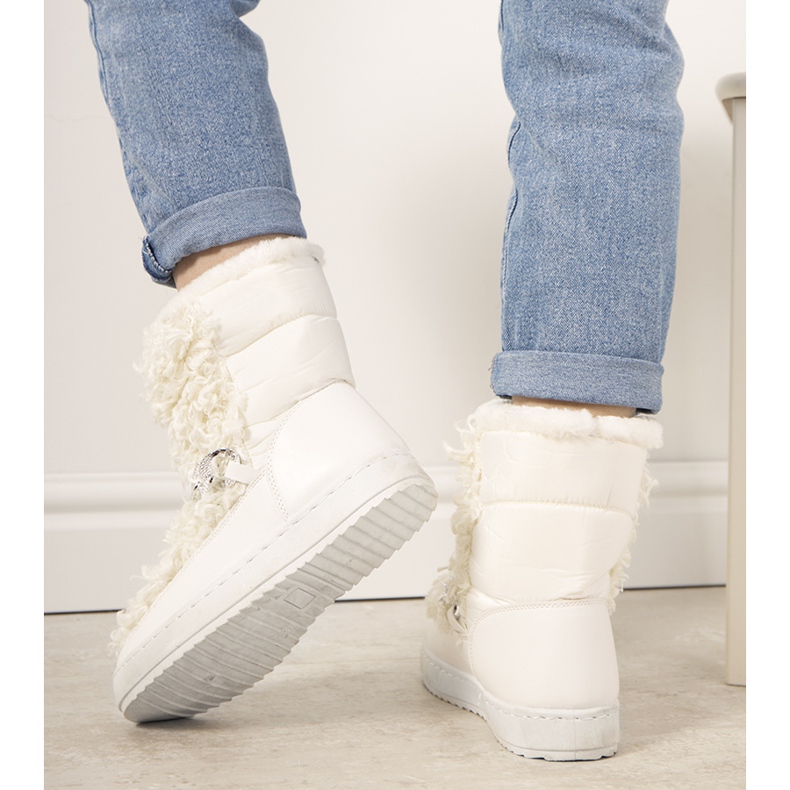 Botas de nieve blancas con pelo de Montmina blanco 1