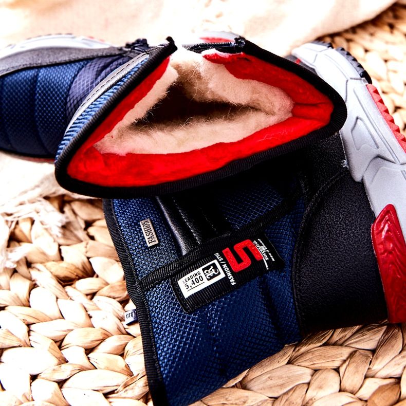 PJ2 Botas de nieve altas cálidas para niños Leoth azul marino negro 5