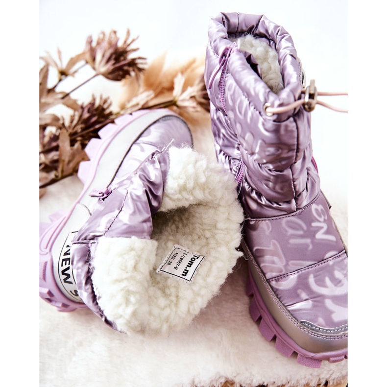 PJ2 Botas de nieve cálidas para niños con cremallera Violet Cleome púrpura 1