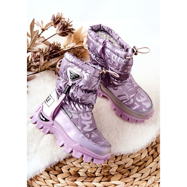 PJ2 Botas de nieve cálidas para niños con cremallera Violet Cleome púrpura 2