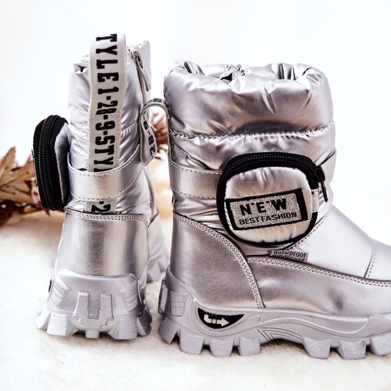 PJ2 Botas de nieve cálidas para niños con riñón plateado Nereyda plata 2