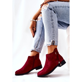 Botas Mujer Ante Burdeos Numbero rojo 4