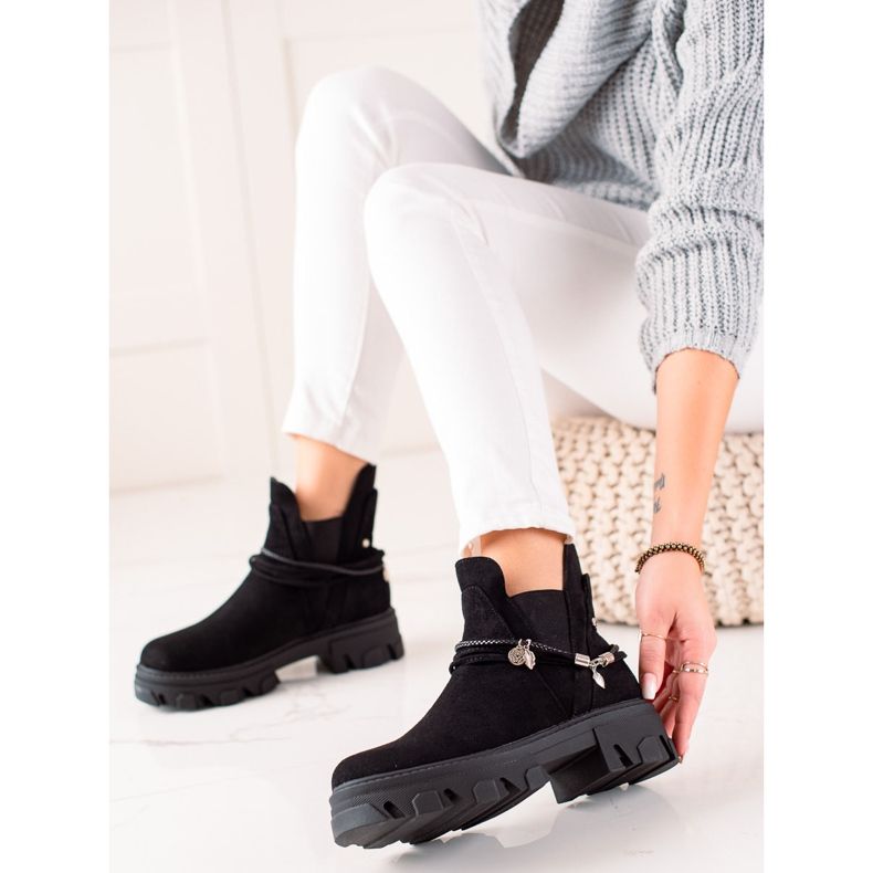 Goodin Botas sin cordones con rayas decorativas negro 2