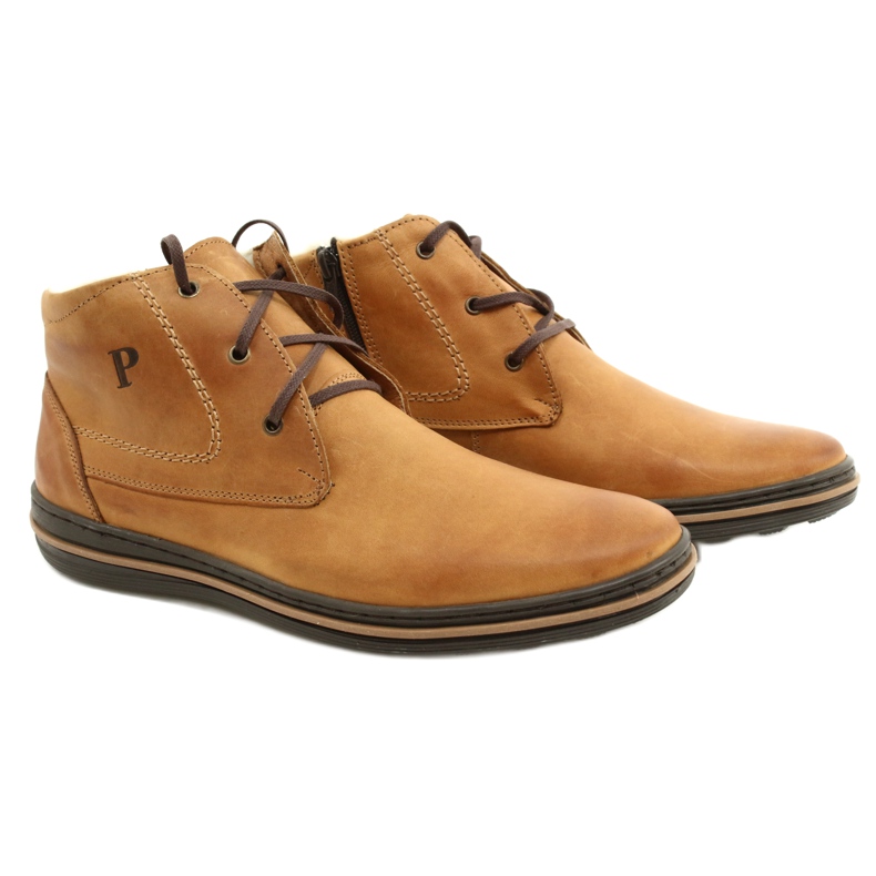 Polbut Botas de invierno para hombre, atadas 339S camel beige amarillo 3