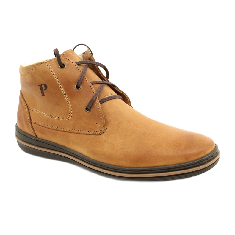 Polbut Botas de invierno para hombre, atadas 339S camel beige amarillo 1