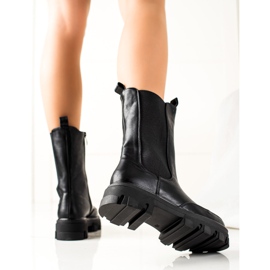 Small Swan Botas altas en la plataforma negro 3