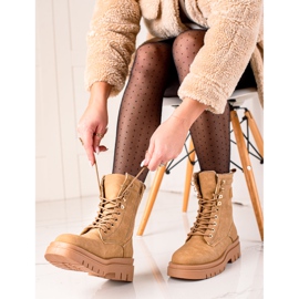 TRENDI Botas de montaña clásicas marrones beige 2