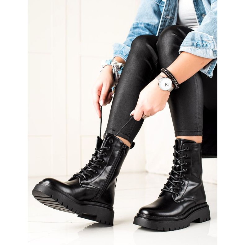 Seastar Tramperos clásicos hechos de cuero ecológico negro 1