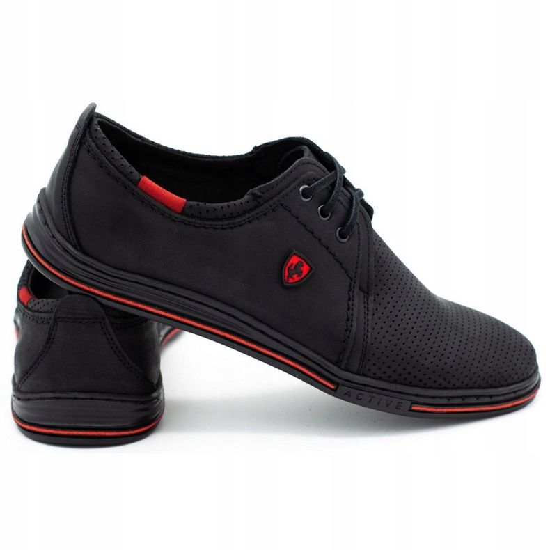 Polbut Zapatos de piel para hombre 343P, verano, negro 1