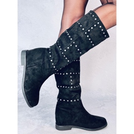 Botas en una cuña oculta Ferto Black negro 2 Botas en una cuña oculta Ferto Black negro 2