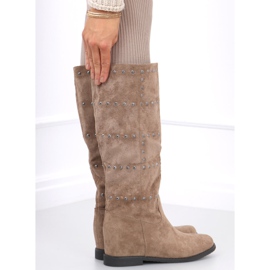 Botas con cuña oculta Ferto Khaki beige 3