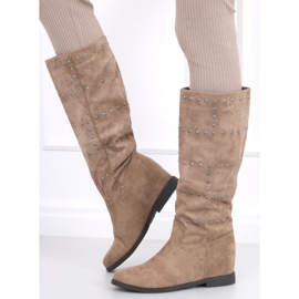 Botas con cuña oculta Ferto Khaki beige 1