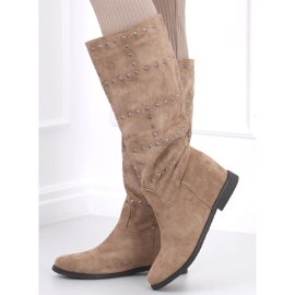 Botas con cuña oculta Ferto Khaki beige 4