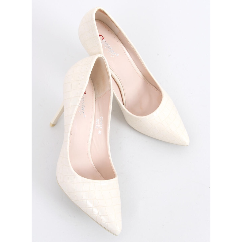 Tacones altos de piel de serpiente para mujer Hanne Beige 1