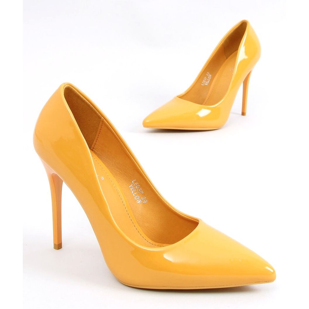 Tacón Alto Zapato Mujer Amarillo UVRCOS-zapatos De Charol Amarillo