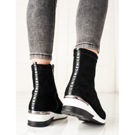 Goodin Botas de cuña de cuero negro 2 Goodin Botas de cuña de cuero negro 2